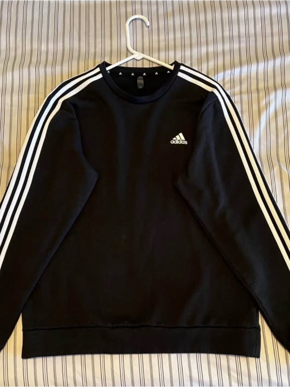 adidas Black Crewneck Sweatshirt with White Stripes